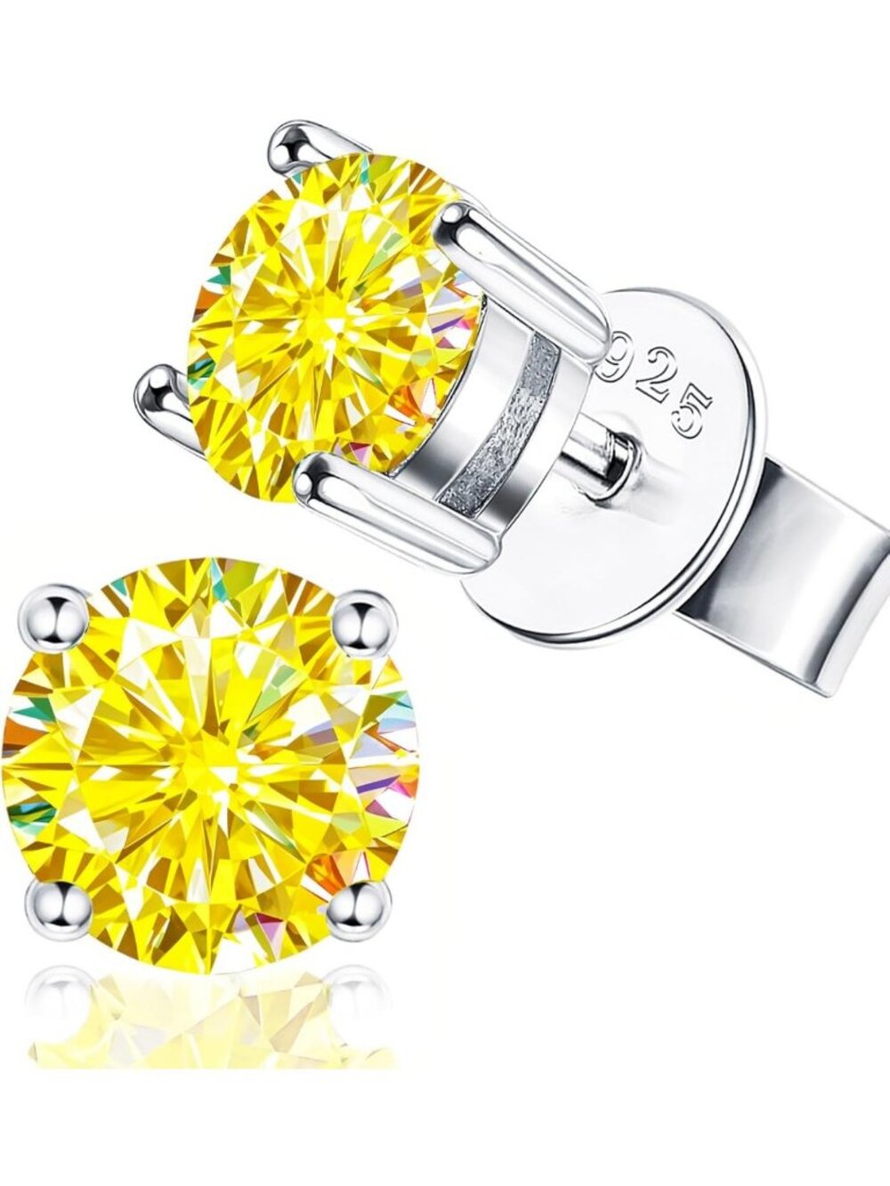 Stunning 2ct Moissanite Solitaire Round Cut Earrings in S925 Sterling Silver